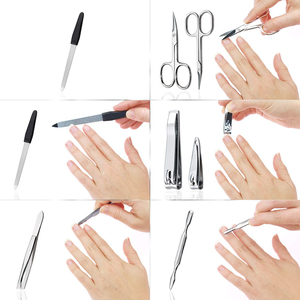 Kit de manucure et pédicure en acier inoxydable, ensemble de 5 pièces pour le soin des ongles avec lime, pousse-cuticules, coupe-ongles, outils portables - Product Image 2