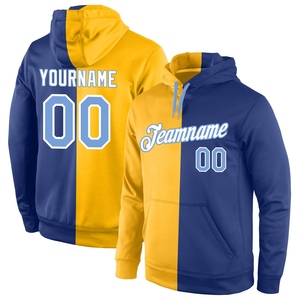 Sweat-shirt à capuche de sport tendance OMMIZ INDUSTRY, personnalisé, avec détails dorés et bleu roi, vente en gros - Product Image 1