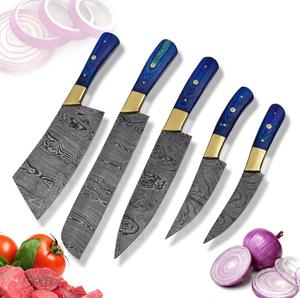 Couteaux de chef faits main de haute qualité, 5 pièces, motif Damas, avec manche personnalisé, multi-usages et écologiques - Product Image 5