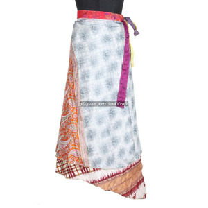New Sari Silk Ethnic Wrap <b>Skirts</b> Reversible Long Silk Wrap <b>Skirt</b> Indian Long Silk Rapron for Girls Manufacturer Wholesaler - Product Image 6