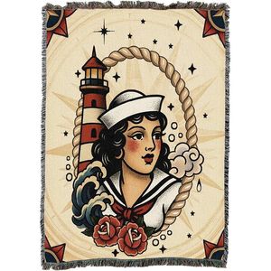 Coperta in Tessuto di Cotone con Design Rosa Marina, Prodotta negli USA - 50x60 - Product Image 1