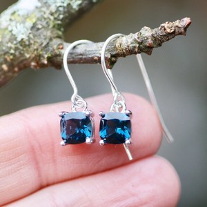 Boucles d'oreilles en topaze bleue de Londres, argent sterling vintage, bijoux pierre de naissance de décembre, cadeau élégant pour femme, mariage et soirée - Product Image 5