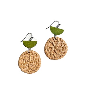 Handmade New Trendy Seaside Wicker Crafts Folk Art Rattan Earrings Viet Nam-Made Ear Hook Women Classic Style Summer Wedding - Product Image 1