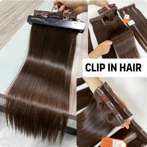 Extensiones de cabello humano crudo vietnamita Super Premium 100%, suave, sedoso, sin enredos, con Clip de color, proveedor favorito - Product Image 4
