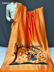 Collection de saris en soie avec tissage et pallu Paithani, dernière collection Evergreen Design, fournisseur d'Inde. - Product Image 4