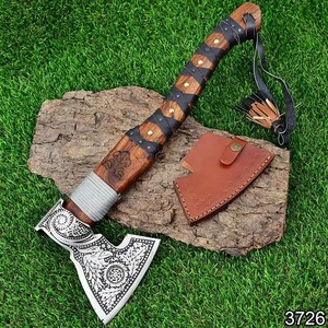 Tomahawks en acier Damas de haute qualité de Steel Craft International, manche en bois de frêne de qualité industrielle, design Damas populaire - Product Image 3