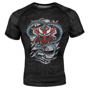 <b>Men's</b> Rashguard Shortsleeve Fully Printed BJJ Custom OEM Manufacturer Polyester Spandex 4-Way <b>Stretch</b> Premium Breathable - Product Image 3