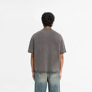 เสื้อยืดคอกลมแขนสั้นทรงโอเวอร์ไซส์สำหรับผู้ชาย สีพื้น ผ้าเจอร์ซีย์ถัก ระบายอากาศได้ดี ผ้าฝ้าย โลโก้ด้านหน้า - Product Image 2