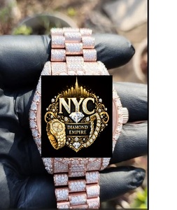 Montre unisexe de luxe Diamond Empire en acier inoxydable avec accents en moissanite, cadran carré en cristal, analogique-numérique, mécanique - Product Image 2