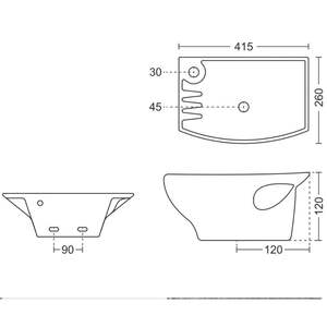 High quality rectangular ceramic wall hung washbasin 415x260x120mm half column pedestal floating bathroom sink glossy - Product Image 6