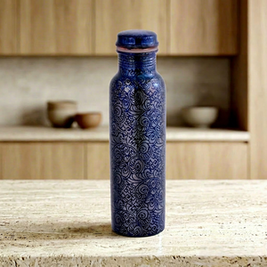 ขวดน้ำโลหะลายดอกไม้พร้อมฝาทองแดง แก้วน้ำพกพาสำหรับเดินทาง - Product Image 5