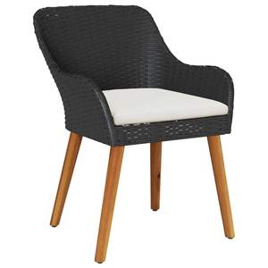 Ensemble de salle à manger de jardin en polyrotin noir 5 pièces avec coussins - Product Image 6