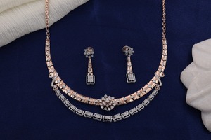 SATVIK RATNA Collier de luxe en diamant naturel certifié IGI E-f VVS-VS Or rose 14 carats plaqué rhodium pour Fête Mariage Anniversaire - Product Image 3