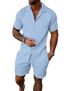 Men Printed <b>Set</b> Tropical Print Short Sleeve Shirt Beach Shorts Matching Holiday Summer Casual Top top mens twin <b>set</b> - Product Image 6