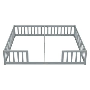 Cama Doble para Dormitorio, Color Gris, Sin Puerta, con Barandas de Seguridad - Product Image 2