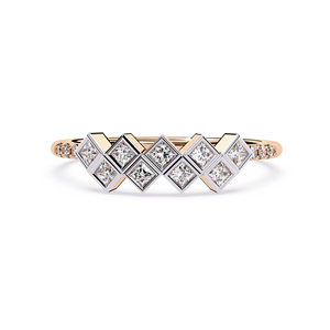 แหวนทองคำแท้ 14k ทรงคลาสสิคประดับเพชรทรงปรินเซสและทรงกลมด้านข้าง สำหรับผู้หญิง เหมาะสำหรับเป็นของขวัญ งานหมั้น วันครบรอบแต่งงาน - Product Image 2