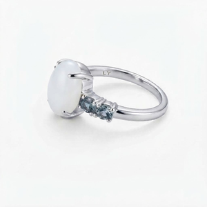 Romantic Luxury Opal Gemstone <b>Ring</b> <b>Peridot</b> Side Stones 925 Silver Rhodium Prong Setting Unisex Engagement Wedding Party Gift - Product Image 5