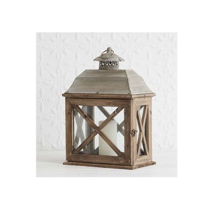 Portavelas de Madera Rústico con Ventanas de Vidrio y Asa de Cuerda, Decoración de Mesa Estilo Granja - Product Image 6