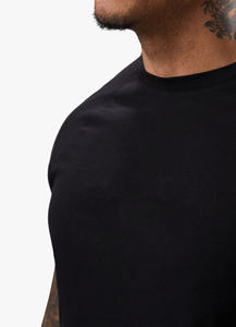mens black jet black muscle fit raglan sleeve short sleeve <b>tshirt</b> crewneck athletic basic tee top - Product Image 3