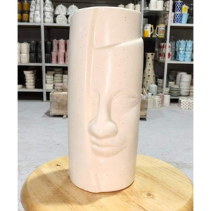 Vase en céramique minimaliste ordique, finition mate texturée, motif abstrait sablé, pot de fleurs en forme de tête, personnalisable OEM, art corporel créatif pour table - Product Image 5