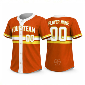 High Quality Men's Custom Baseball Jersey Shirts Polyester Button <b>Down</b> Breathable Teamwear Sports Baseball Jersey - Product Image 4