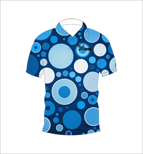 Polo personnalisé pour homme, sublimation, imprimé cercle bleu, polo de golf, évacuation de l'humidité, manches courtes, uniforme de performance, fournisseur OEM - Product Image 2