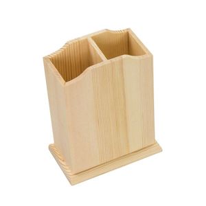 Handmade Wooden <b>Pen</b> <b>Holder</b>, Natural Wood Desk Organizer for <b>Pens</b>, Pencils and Stationery, Rustic Office Table Decor for Home - Product Image 2