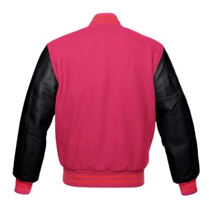 Pink <b>Velvet</b> Letterman <b>Jacket</b> Leather Sleeve Bomber <b>Jacket</b> Ribbed Collar and Cuff <b>Men's</b> Outerwear - Product Image 5