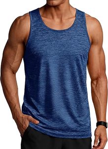 เสื้อกล้ามคอกลมสีฟ้าอ่อนพิมพ์ลายสำหรับผู้ชาย ผ้าโพลีเอสเตอร์ 100% ระบายอากาศได้ดี เป็นมิตรกับสิ่งแวดล้อม ย้อมสีแบบ Garment Dyed สปอร์ต ทอแบบแห้งเร็ว - Product Image 5