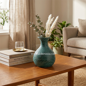 Handmade <b>Ceramic</b> Terracotta Decorative <b>Vase</b> for Tabletop Home Decor Living Room Shelf Accent - Product Image 5