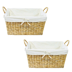 Handcrafted WATER HYACINTH STORAGE <b>BASKET</b> <b>Large</b> Laundry Hamper with Metal Frame Vietnam Home Decor - Product Image 1