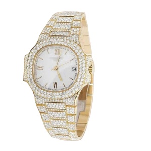 Reloj Moissanite totalmente helado para hombre Reloj de acero inoxidable resistente al agua inspirado en diamantes construido para la moda - Product Image 1