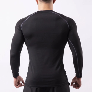High Quality Design Fitness Quick Dry Compression T-shirt for <b>Men</b> Outdoor Training Running Gym Flatlock Seam Compression T-Shirt - Product Image 5