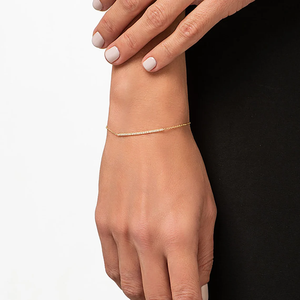 Pulsera de Oro 14K con Diamantes, Joyería Fina Minimalista y Delicada, Diamantes de Laboratorio E VS 0.12ctw HPHT CVD, Pulsera de Eslabones - Product Image 6