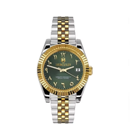 Reloj Dayjust Plateado con Correa de Cuero Dorado Jubilee de 36mm/39mm, Movimiento Seiko NH35, Cristal Analógico, Deportivo, Sumergible hasta 50 Bar