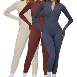 Mono deportivo cálido para mujer, enterizo elástico de yoga, pantalón acampanado, conjunto casual de cintura alta - Product Image 6