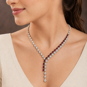 14K Real White Gold <b>Ruby</b> Pear Cut Lab Grown Diamond Pendant Link Chain <b>Necklace</b> Women Wedding Gift - Product Image 2