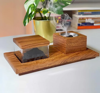 Ensemble de plateau de brûleur d'encens en bois d'acacia de l'Aïd Mubarak