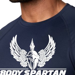 Camiseta con estampado gráfico azul marino para hombre, cuello redondo, manga corta, atlética, para gimnasio, entrenamiento, ropa deportiva informal, ropa deportiva - Product Image 4