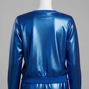 Sudadera de Invierno Personalizada para Mujer, Glam-Sport, Azul Real, Satinado Brillante, 100% Algodón, Venta al Por Mayor, Sudadera de Alta Gama con Manga Larga - Product Image 2