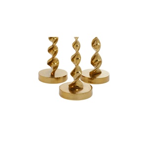 Luxury Twisted Spiral Gold Candle Holder Set Elegant Set of 3 <b>Tall</b> Metal <b>Candlesticks</b> for Wedding Centerpiece & Event Decor - Product Image 3