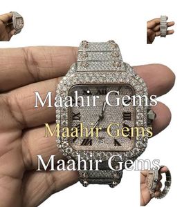 Montre de luxe en acier inoxydable de qualité supérieure avec diamants Moissanite, entièrement sertie, résistante à l'eau 10 bars, pour hommes et femmes, prix export - Product Image 3