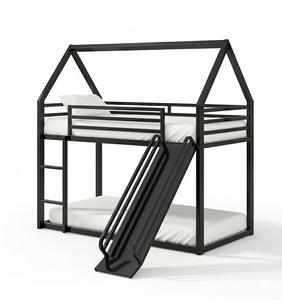 Cama litera doble sobre doble de madera de pino maciza moderna para niños con almacenamiento, ecológica, duradera, convertible con tobogán y escalera - Product Image 3