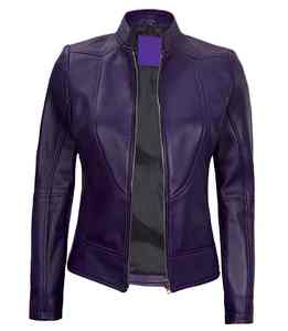 Chaqueta de cuero con cremallera de color morado de alta calidad, muy vendida, personalizable, al por mayor, para mujer. - Product Image 1
