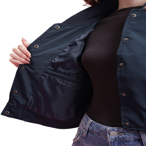 Women's Windbreaker Solid Color Full Zipper <b>Bomber</b> <b>Jacket</b> Baseball Varsity <b>Jacket</b> Street Wear Custom Fleece Wholesale Casual - Product Image 3