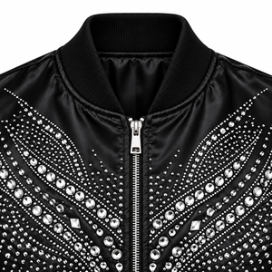 Chaqueta de satén de seda de moda para hombre, muy vendida, con cierre de botones, calidad premium, logotipo personalizado, chaqueta bomber estilo universitario para hombre - Product Image 5
