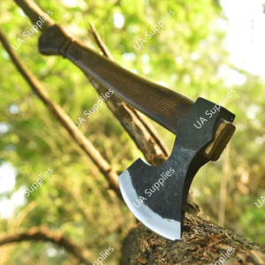 Hand Forged Carbon Steel 58 HRC Functional Outdoor Bearded <b>Axe</b> Wood <b>Handle</b> DIY Camping Hunting Hatchet OEM - Product Image 5