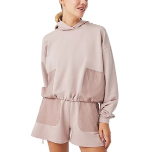 Vêtements de sport pour femmes Ensemble de survêtements 2 pièces à manches longues et shorts de sport Ensemble de survêtements à capuche pour femmes 2026 - Product Image 1