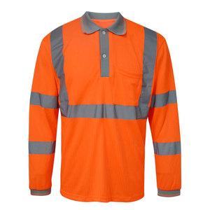 High Visibility Safety Reflective Stripes Worker Construction Security Working Uniform Hi Vis Long Sleeve Polo Shirts - Product Image 1