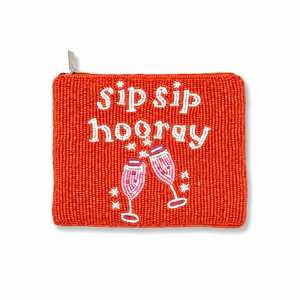 Bolso de fiesta con cuentas Sip Sip Hooray, Cartera de celebración color champán, Monedero para noche de chicas, Bolso de cuentas hecho a mano, Artesanía brillante - Product Image 3
